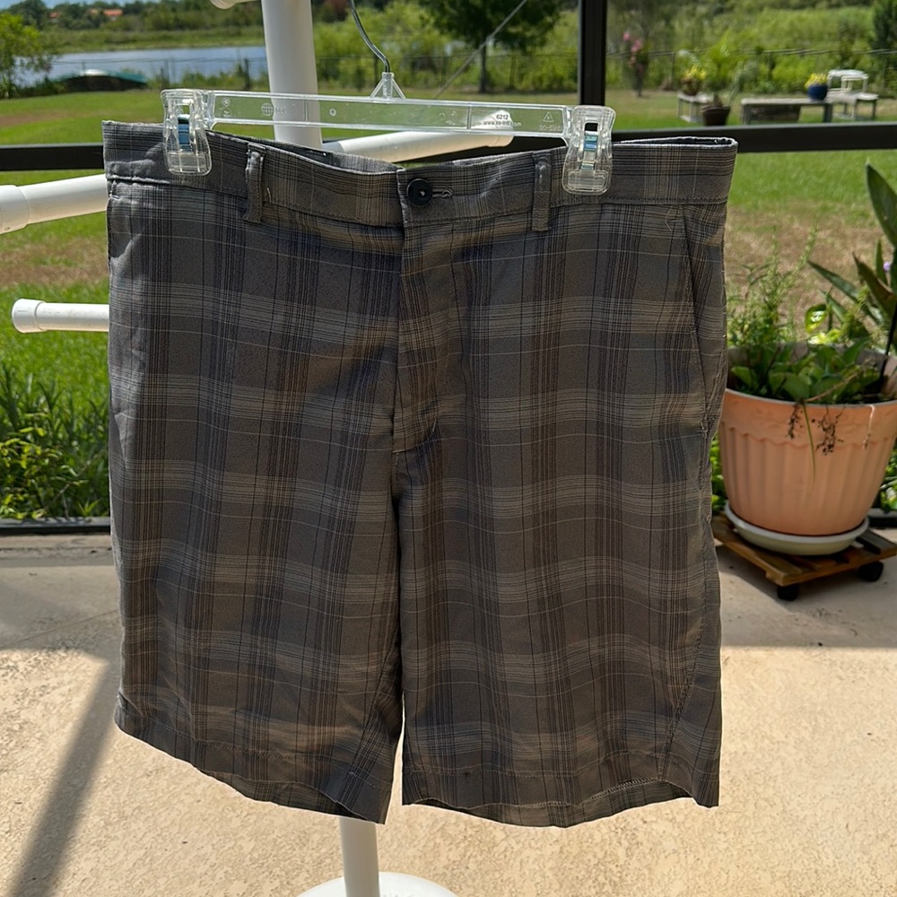 Haggar cool C18 size 34 plaid chino shorts NWOT black/gray